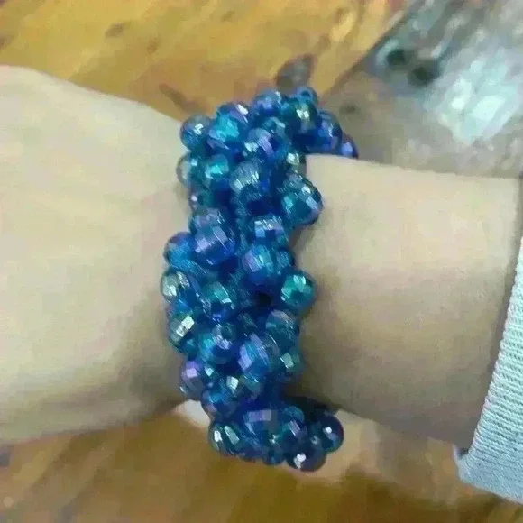 Scrunchies Vintage Beaded retro stretch elastic hair ties set of 5 - Picture 6 of 6